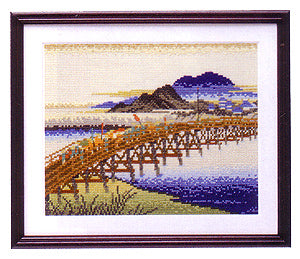 Cross Stitch Embroidery Kit - Okazaki (Yahagi Bridge) by Hiroshige
