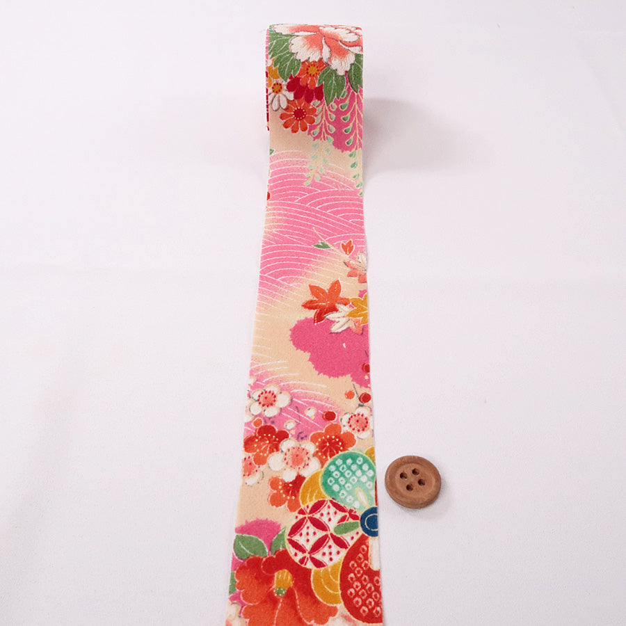 2in Resinated Hitokoshi Chirimen Fabric Roll Pink (Quantity) 1＝1yard