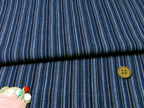 Yarn Dye Shijira Stripes - Indigo (Length) 1=0.25yard