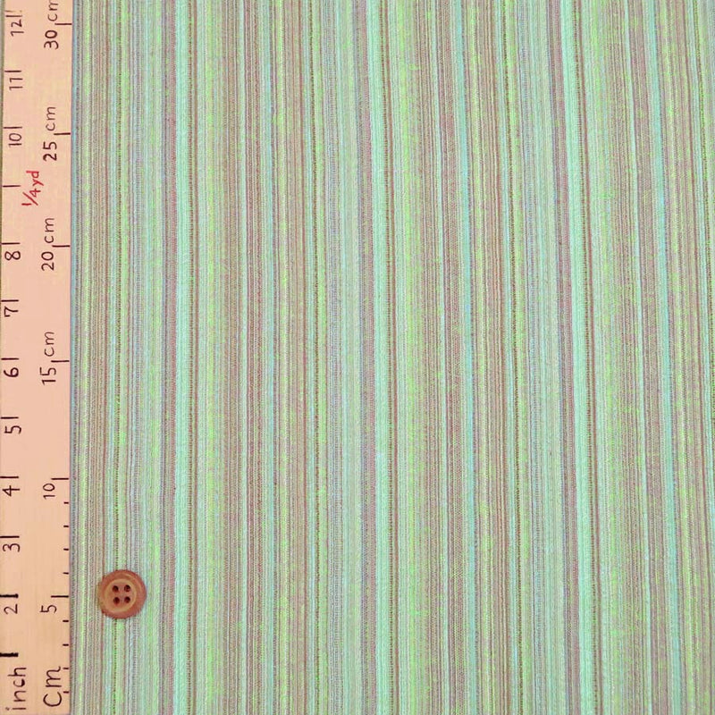 Yarn Dye Shijira Stripes - Green (Length) 1=0.25yard
