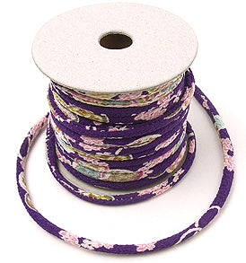 Chirimen Fabric Cord - 1/9in Tiny Cherry Blossoms on Purple (Quantity) 1＝1yard