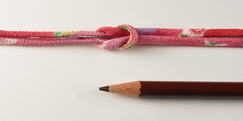 Chirimen Fabric Cord - 1/9in Cute Peonies Red/Dark Pink (Quantity) 1＝1yard