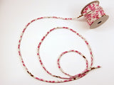 Chirimen Fabric Cord - 1/9in Adorable Cherry Blossoms White (Quantity) 1＝1yard
