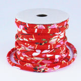 Chirimen Fabric Cord - 1/9in Perky Cherry Blossoms Red (Quantity) 1＝1yard