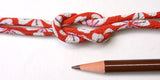 Chirimen Fabric Cord - 1/8in Romantic Cherry Blossoms on Red (Quantity) 1＝1yard