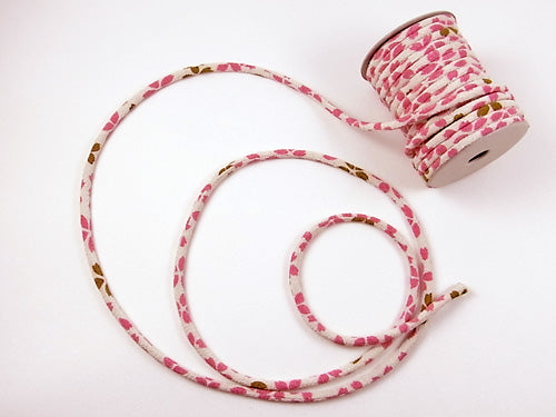 Chirimen Fabric Cord - 1/8in Adorable Cherry Blossoms White (Quantity) 1＝1yard