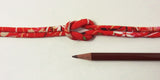 Chirimen Fabric Cord - 1/8in Perky Cherry Blossoms Red (Quantity) 1＝1yard