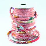 Chirimen Fabric Cord - 1/8in Elegant Flowers Pink (Quantity) 1＝1yard