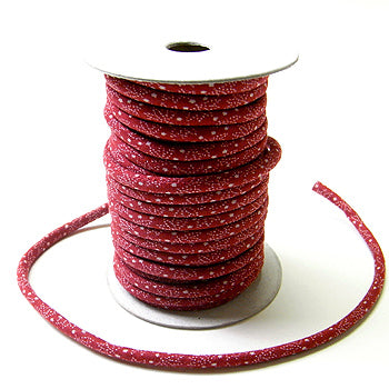 Cotton Fabric Cord - 1/8in Bamboo Leaves on Wine (Quantity) 1＝1yard