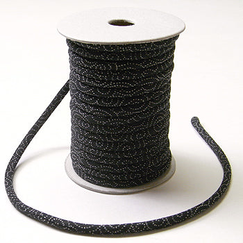 Cotton Fabric Cord - 1/8in Swirls on Black (Quantity) 1＝1yard