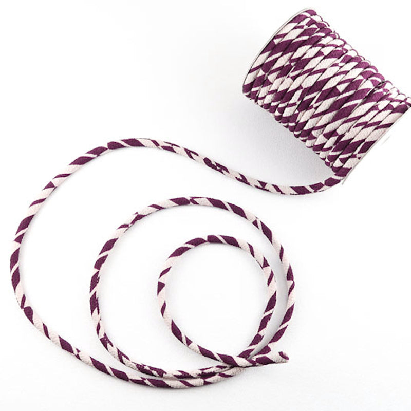 Chirimen Fabric Cord - 1/8in Arrow Pattern Dark Purple (Quantity) 1＝1yard