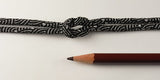 Chirimen Fabric Cord - 1/8in Ivory Wave Pattern on Black (Quantity) 1＝1yard