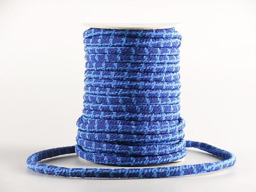 Chirimen Fabric Cord - 1/8in Shuriken Square Pattern Blue (Quantity) 1＝1yard