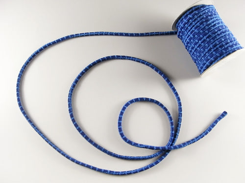 Chirimen Fabric Cord - 1/8in Shuriken Square Pattern Blue (Quantity) 1＝1yard