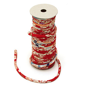 Chirimen Fabric Cord - 1/6in Red Cherry (Quantity) 1＝1yard