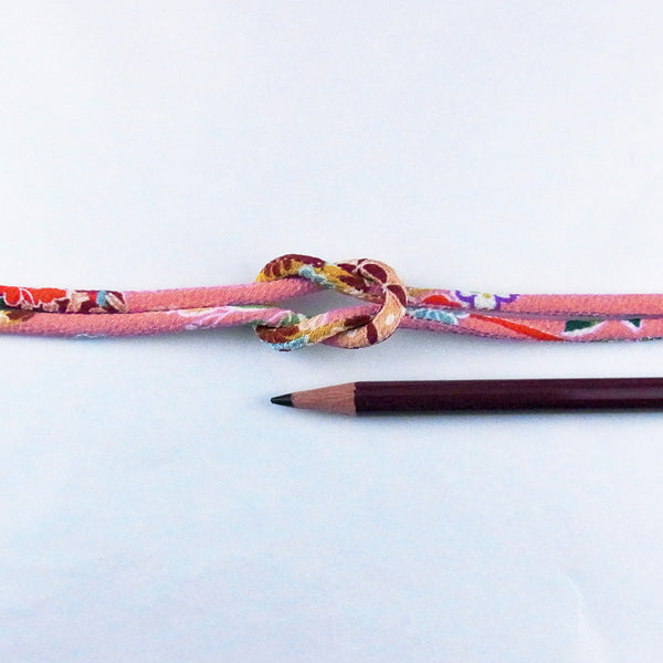 Chirimen Fabric Cord - 1/6in Elegant Flowers Pink (Quantity) 1＝1yard