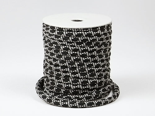 Chirimen Fabric Cord - 1/6in Dotted Kagome Lattice Pattern on Black (Quantity) 1＝1yard