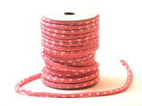 Chirimen Fabric Cord - 1/6in White Dots on Pink (Quantity) 1＝1yard