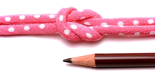 Chirimen Fabric Cord - 1/6in White Dots on Pink (Quantity) 1＝1yard