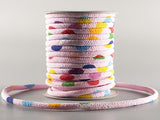 Chirimen Fabric Cord - 1/6in Colorful Dots on Pink (Quantity) 1＝1yard