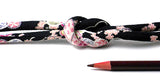 Chirimen Fabric Cord - 1/3in Tiny Cherry Blossoms on Black (Quantity) 1＝1yard