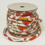 Chirimen Fabric Cord - 1/3in Mums in Shippo Circles Ivory (Quantity) 1＝1yard