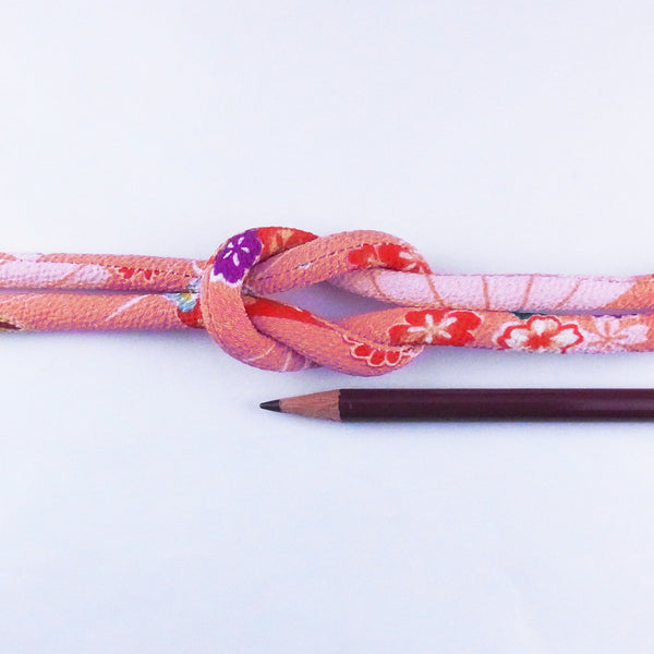 Chirimen Fabric Cord - 1/3in Elegant Flowers Pink (Quantity) 1＝1yard