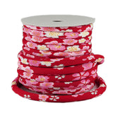 Chirimen Fabric Cord - 1/3in Spring Blossoms Red (Quantity) 1＝1yard