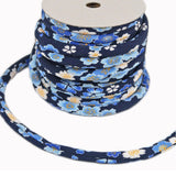 Chirimen Fabric Cord - 1/3in Spring Blossoms Navy (Quantity) 1＝1yard