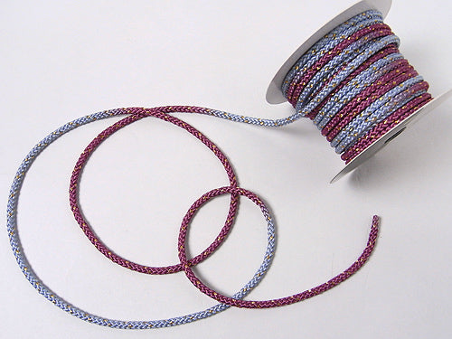 Two-Colored Cord with Gold - Bluish Gray X Light Purple (Quantity) 1＝1yard