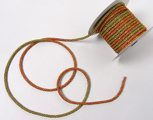 Two-Colored Cord with Gold - Orange X Olive Green (Quantity) 1＝1yard