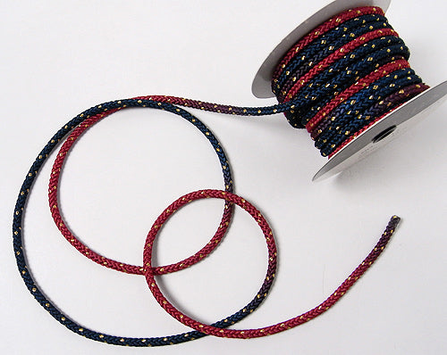 Two-Colored Cord with Gold - Maple Red X Navy (Quantity) 1＝1yard