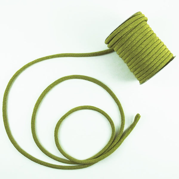 Solid Chirimen Fabric Cord - 1/8in Moegi Yellow-Green (Quantity) 1＝1yard
