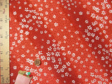 White Cherry Blossoms on Geometric Pattern - Vermillion Red (Length) 1＝0.25yard