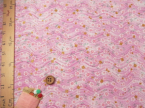 Swinging Small Cherry on Waves - Pink (Length) 1＝0.25yard