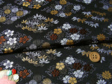 Nishijin-ori Brocade Botanical Lozenge Pattern on Black (Length) 1＝0.25yard