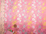 Nishijin-ori Brocade Colorful Cherry Blossoms on Bamboo Fence - Pink (Length) 1＝0.25yard