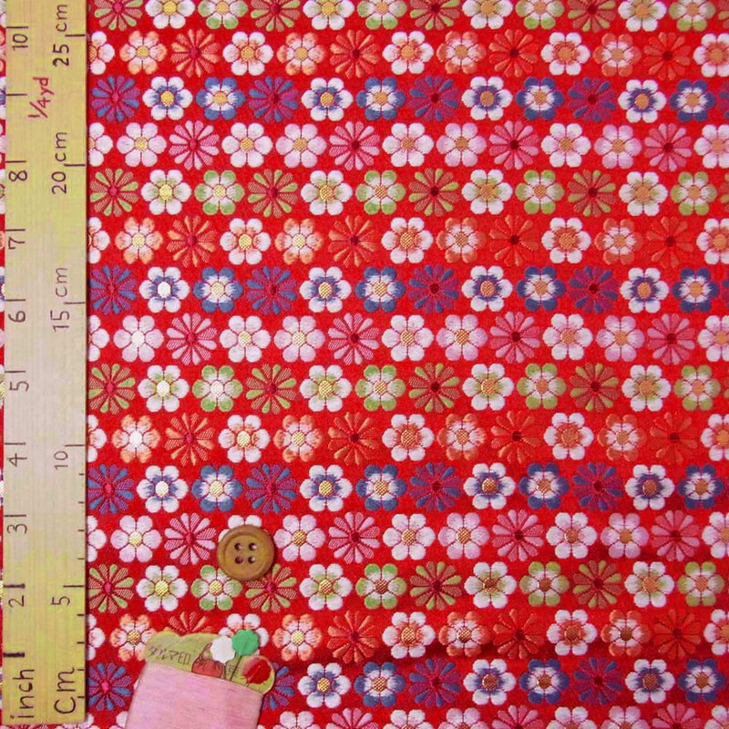 Nishijin-ori Brocade Flower Carpet - Red (Length) 1＝0.25yard