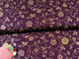 Nishijin-ori Brocade Arabesque Floral on Geometric Pattern - Purple (Length) 1＝0.25yard