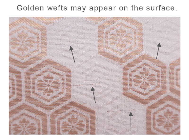 Nishijin-ori Brocade Japanese Hexagonal Pattern - White/Gold (Length) 1＝0.25yard