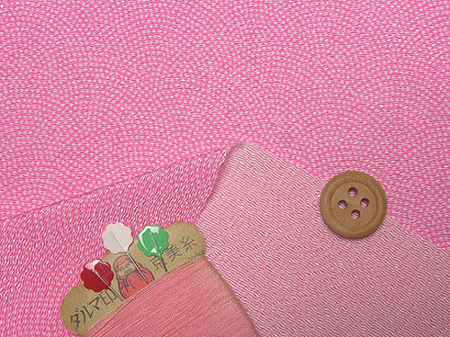 Pre-Cut Chirimen - Dotted Wavy Pattern - Pink