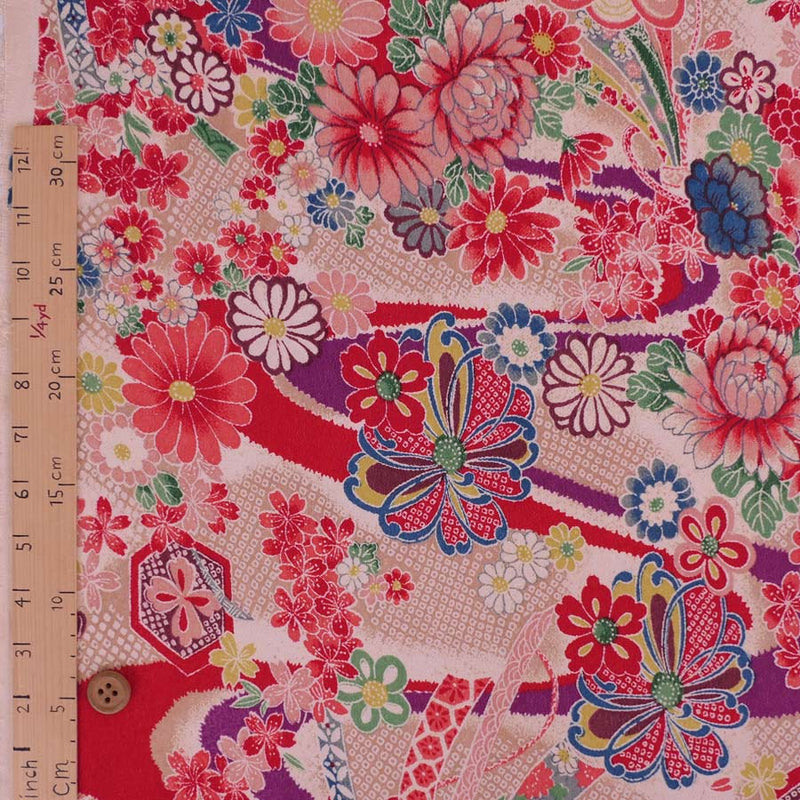 Floral Noshi Bundles & Lucky Mallets - Red (Length) 1＝0.25yard