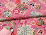 Japanese Magnificent Flowers on Pink (Length) 1＝0.25yard