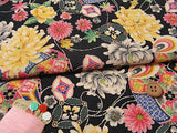 Japanese Magnificent Flowers on Black (Length) 1＝0.25yard