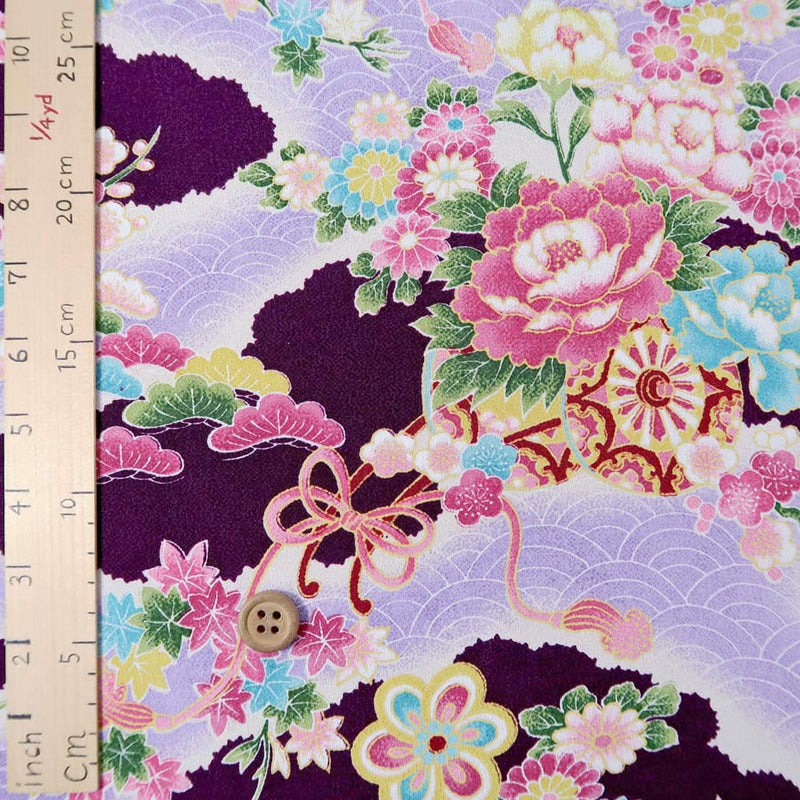 Floral Court Carriages & Balls - Purple (Length) 1＝0.25yard