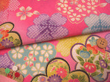 Elegant Ume and Cherry Blossoms on Pink (Length) 1＝0.25yard