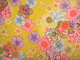 Elegant Ume and Cherry Blossoms on Yellow (Length) 1＝0.25yard
