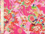 Peacocks and Flowers on Pink (Length) 1＝0.25yard