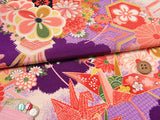 Traditional Crane Pattern on Purple (Length) 1＝0.25yard