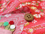 Flowers & Spiral Streams - Red (Length) 1＝0.25yard